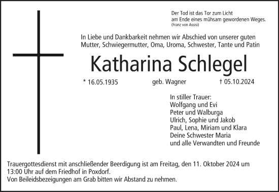 Anzeige von Katharina Schlegel von MGO