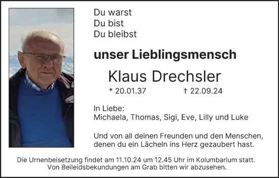 Anzeige von Klaus Drechsler von MGO