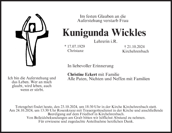 Anzeige von Kunigunda Wickles von MGO