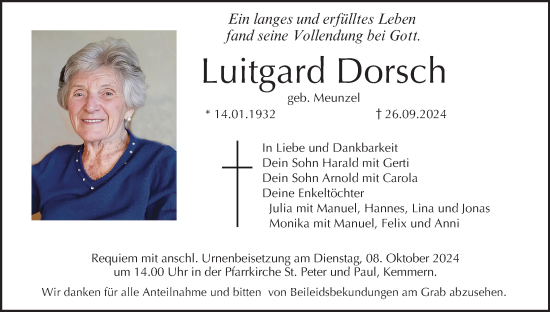 Anzeige von Luitgard Dorsch von MGO