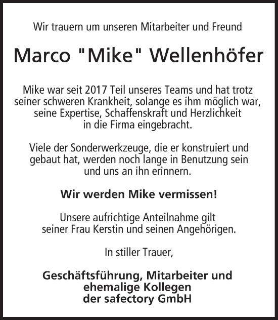 Anzeige von Marco Wellenhöfer von MGO