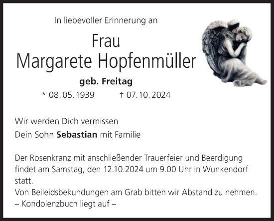 Anzeige von Margarete Hopfenmüller von MGO