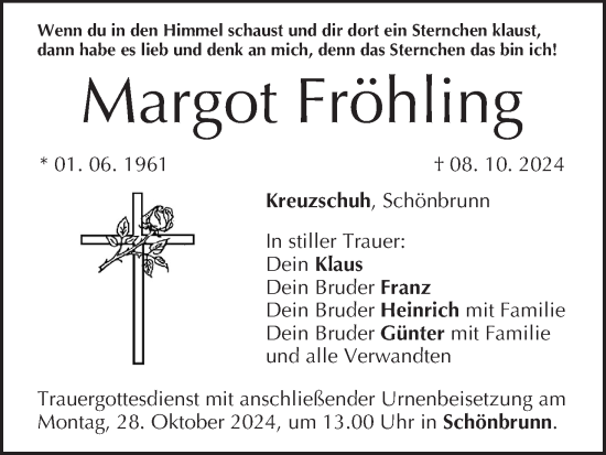 Anzeige von Margot Fröhling von MGO