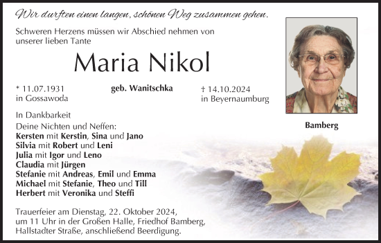 Anzeige von Maria Nikol von MGO