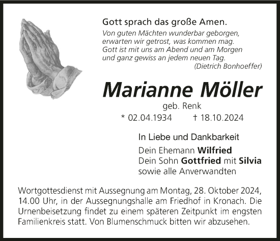 Anzeige von Marianne Möller von MGO