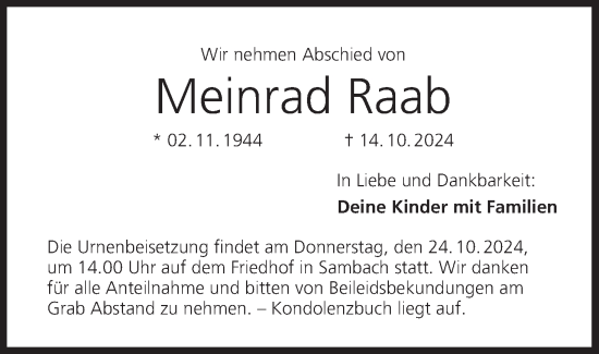 Anzeige von Meinrad Raab von MGO