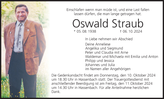 Anzeige von Oswald Straub von MGO