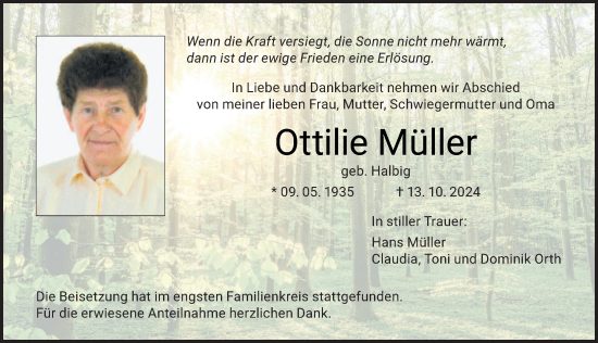 Anzeige von Ottilie Müller von MGO