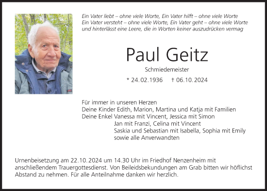 Anzeige von Paul Geitz von MGO