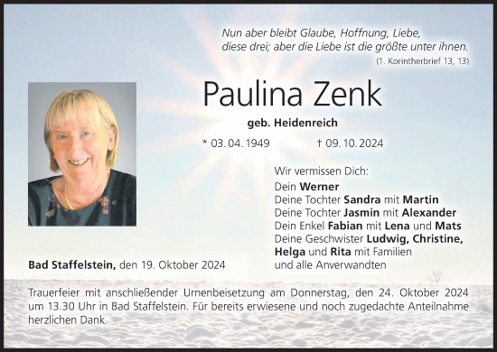 Anzeige von Paulina Zenk von MGO