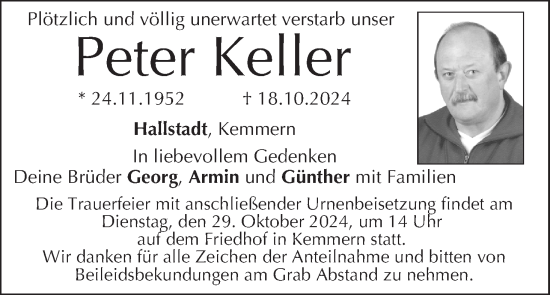 Anzeige von Peter Keller von MGO