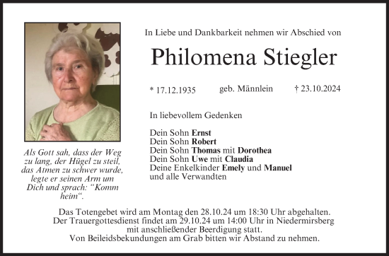 Anzeige von Philomena Stiegler von MGO