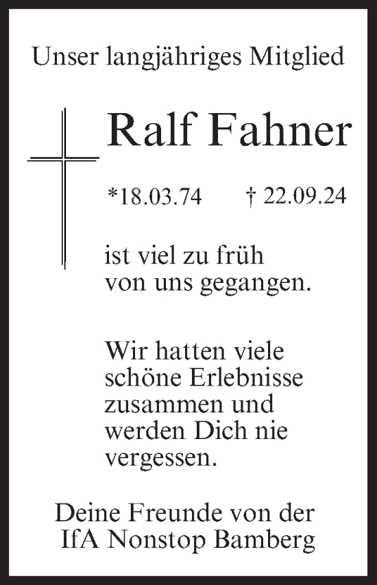 Anzeige von Ralf Fahner von MGO