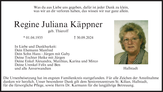 Anzeige von Regine Juliana Käppner von MGO