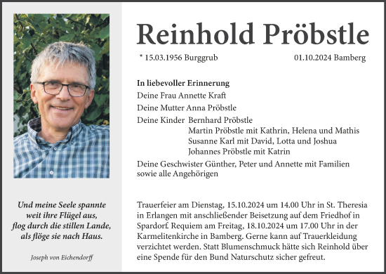 Anzeige von Reinhold Pröbstle von MGO