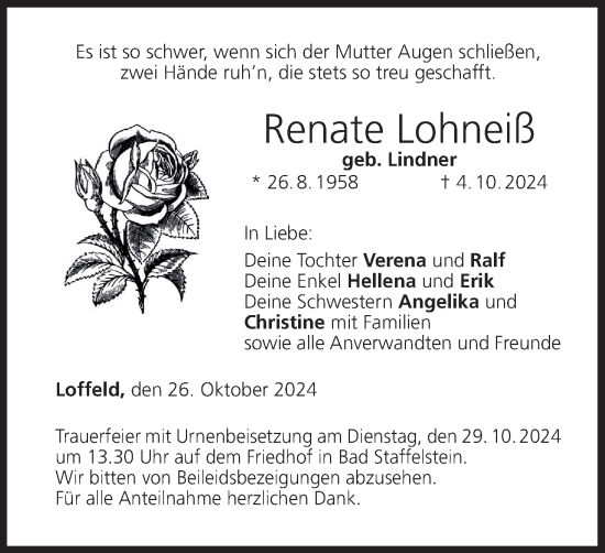 Anzeige von Renate Lohneiß von MGO