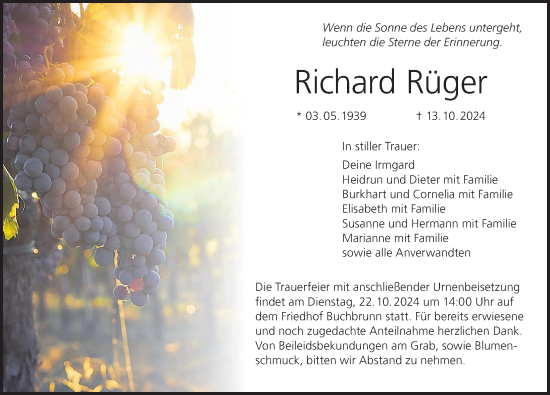 Anzeige von Richard Rüger von MGO