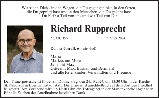 Anzeige von Richard Rupprecht von MGO