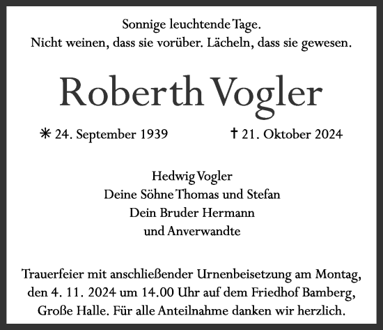 Anzeige von Roberth Vogler von MGO