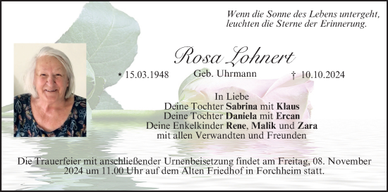 Anzeige von Rosa Lohnert von MGO