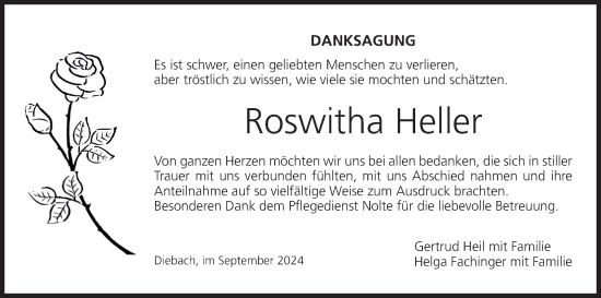 Anzeige von Roswitha Heller von MGO