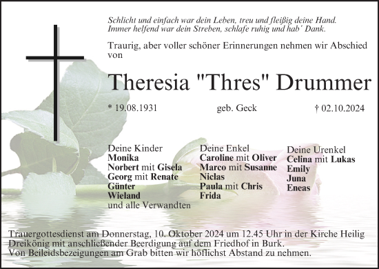 Anzeige von Theresia Drummer von MGO