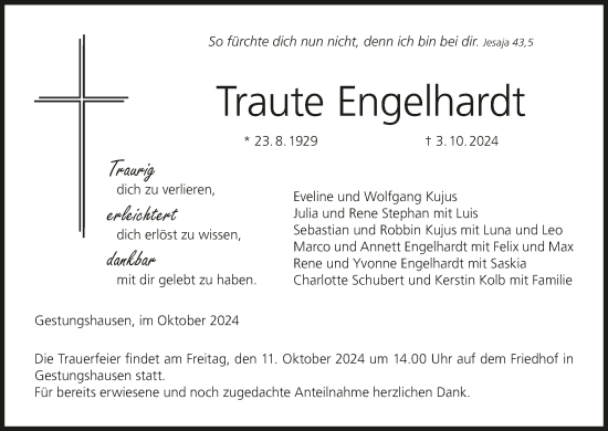 Anzeige von Traute Engelhardt von MGO