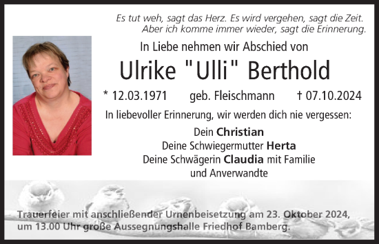 Anzeige von Ulrike Berthold von MGO