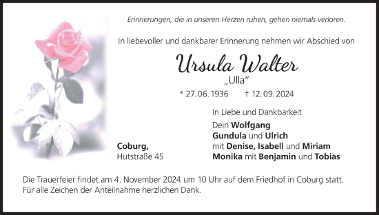 Anzeige von Ursula Walter von MGO