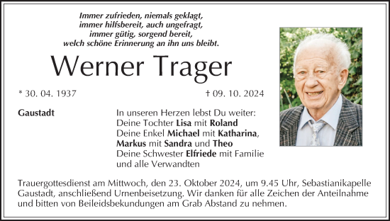 Anzeige von Werner Trager von MGO