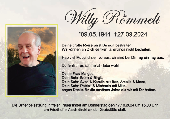 Anzeige von Wiily Römmelt von MGO