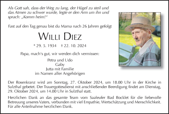 Anzeige von Willi Diez von MGO