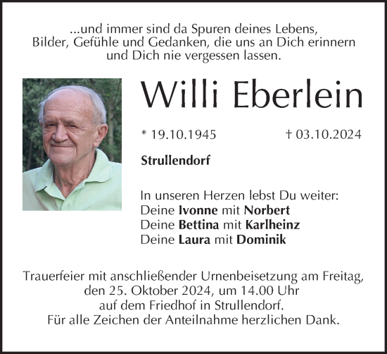 Anzeige von Willi Eberlein von MGO