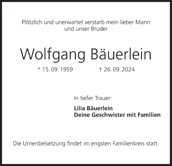 Anzeige von Wolfgang Bäuerlein von MGO