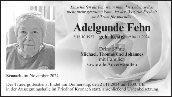 Anzeige von Adelgunde Fehn von MGO