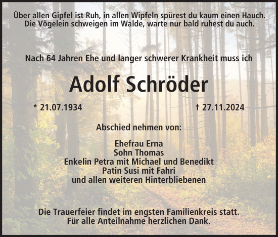 Anzeige von Adolf Schröder von MGO