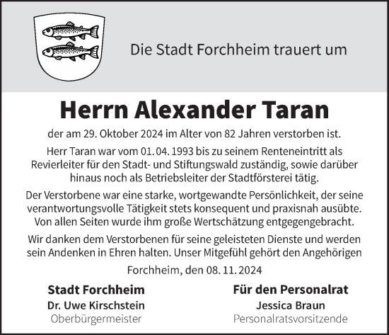 Anzeige von Alexander Taran von MGO