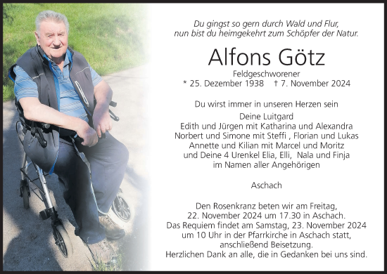 Anzeige von Alfons Götz von MGO