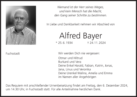 Anzeige von Alfred Bayer von MGO