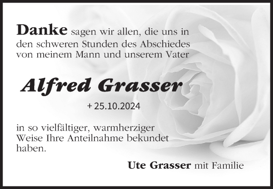 Anzeige von Alfred Grasser von MGO