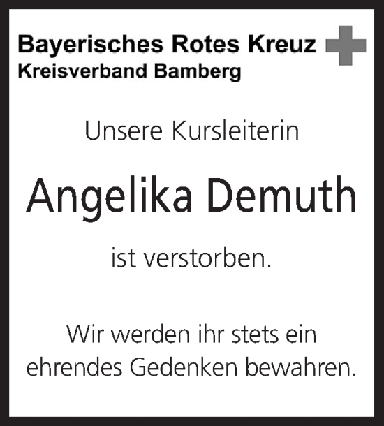 Anzeige von Angelika Demuth von MGO