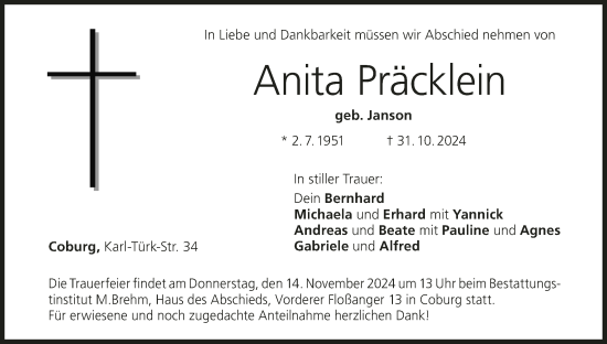 Anzeige von Anita Präcklein von MGO