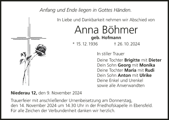 Anzeige von Anna Böhmer von MGO