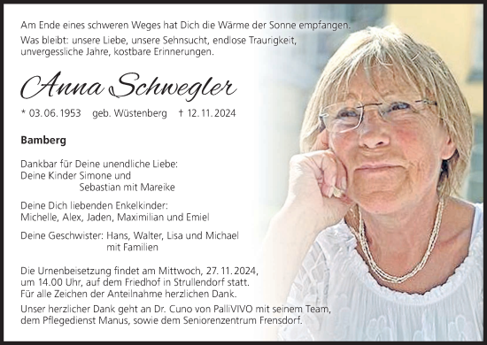 Anzeige von Anna Schwegler von MGO