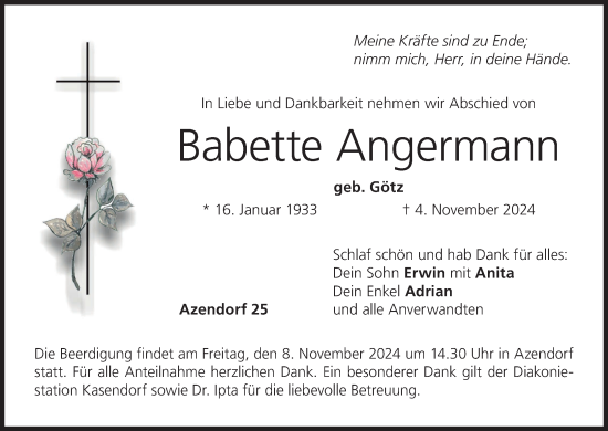 Anzeige von Babette Angermann von MGO