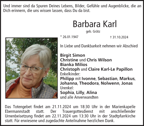 Anzeige von Barbara Karl von MGO