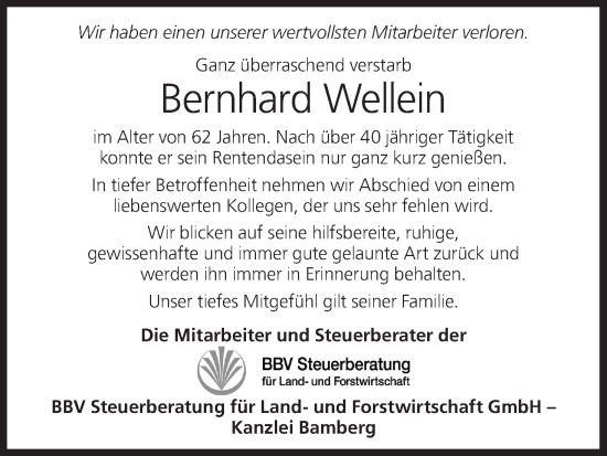 Anzeige von Bernhard Wellein von MGO