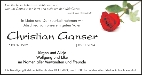 Anzeige von Christian Ganser von MGO