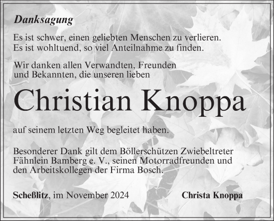 Anzeige von Christian Knoppa von MGO