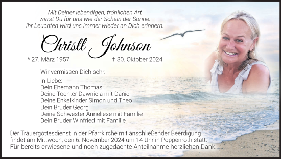 Anzeige von Christl Johnson von MGO